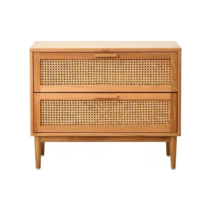 Lyon Rattan and Oak Wood Two Drawer Chest premier housewares