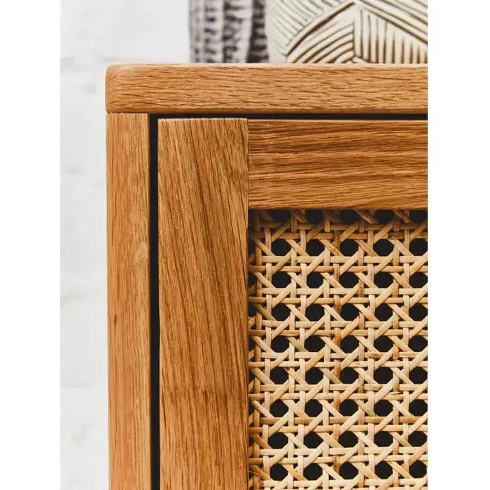 Lyon Rattan and Oak Wood Two Drawer Chest premier housewares