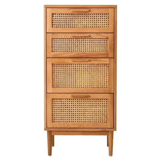 Lyon Rattan and Oak Three Drawer Wood Chest premier housewares