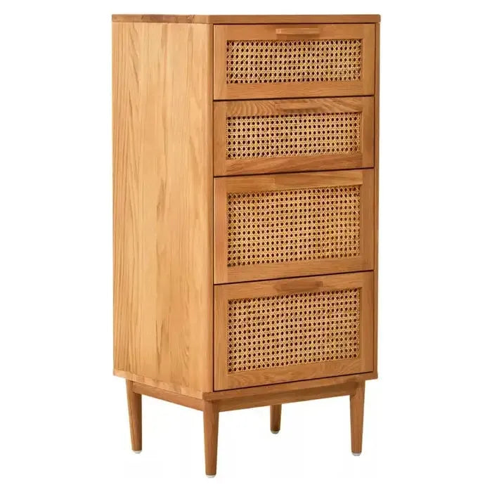 Lyon Rattan and Oak Three Drawer Wood Chest premier housewares