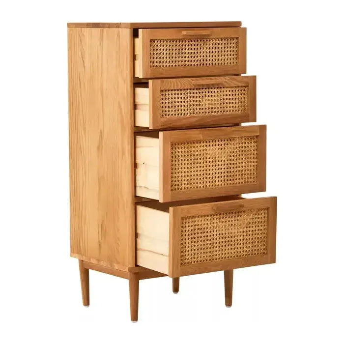 Lyon Rattan and Oak Three Drawer Wood Chest premier housewares